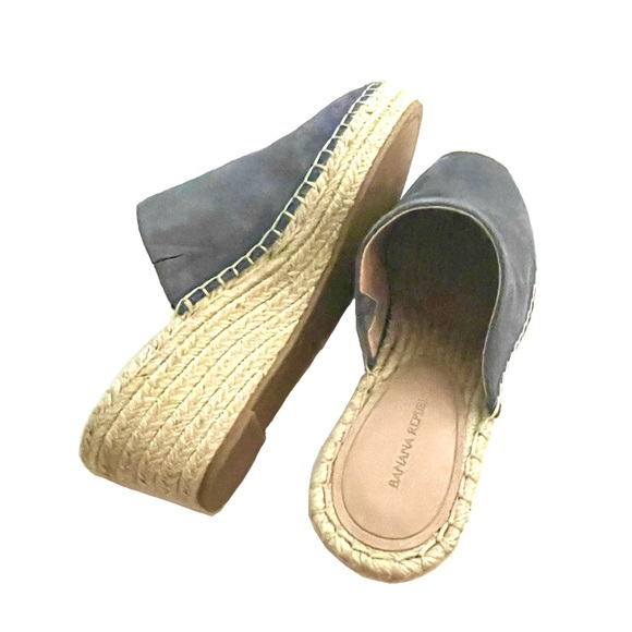NWOT Banana Republic Espadrille Wedge Mule in Blue Suede - Picture 2 of 11